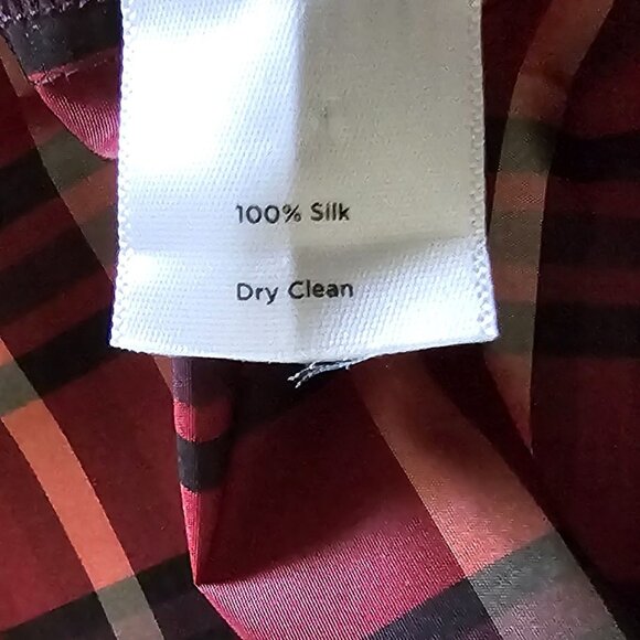 Talbots Red Plaid Long Sleeve Button Front Collared Shirt Dress Size 10 - Picture 10 of 14